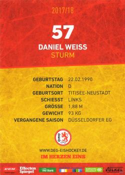 2017-18 Dusseldorfer EG Postcards #NNO Daniel Weiss Back