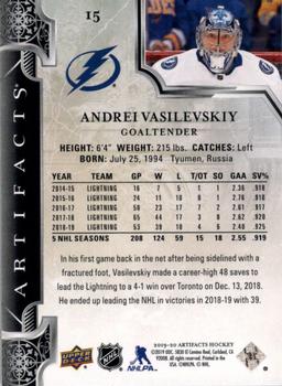 2019-20 Upper Deck Artifacts #15 Andrei Vasilevskiy Back