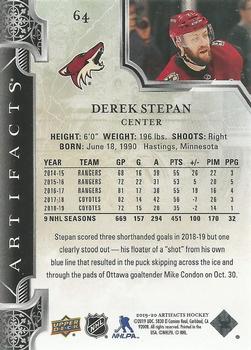 2019-20 Upper Deck Artifacts #64 Derek Stepan Back