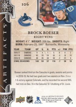 2019-20 Upper Deck Artifacts #106 Brock Boeser Back