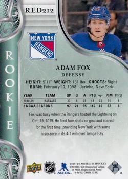 2019-20 Upper Deck Artifacts #RED212 Adam Fox Back
