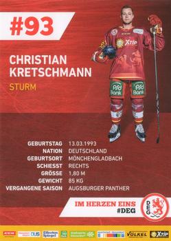 2018-19 Dusseldorfer EG Postcards #NNO Christian Kretschmann Back