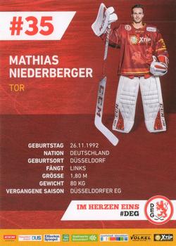 2018-19 Dusseldorfer EG Postcards #NNO Mathias Niederberger Back