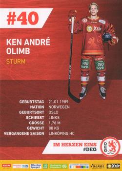 2018-19 Dusseldorfer EG Postcards #NNO Ken-Andre Olimb Back