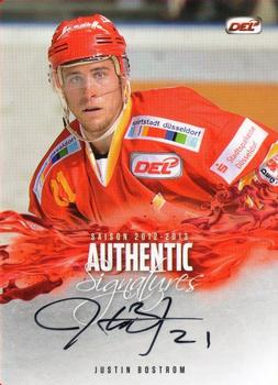 2012-13 Playercards (DEL) - Authentic Signatures #DEL-SG06 Justin Bostrom Front