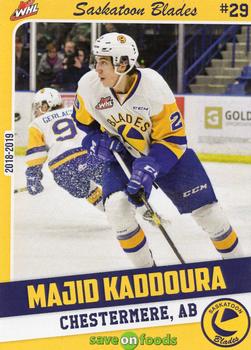 2018-19 Save On Foods Saskatoon Blades (WHL) #8 Majid Kaddoura Front