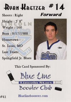 2007-08 Blueline Booster Club Lincoln Stars (USHL) Series 2 #41 Ryan Kretzer Back