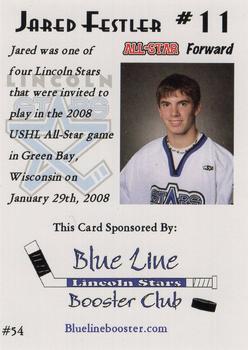 2007-08 Blueline Booster Club Lincoln Stars (USHL) Series 2 #54 Jared Festler Back