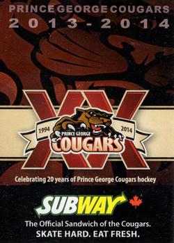 2013-14 Subway Prince George Cougars (WHL) #NNO Prince George Cougars Front