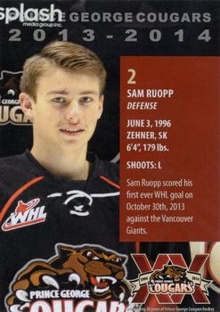 2013-14 Subway Prince George Cougars (WHL) #NNO Sam Ruopp Back