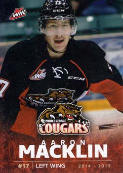 2014-15 Prince George Cougars (WHL) #14 Aaron Macklin Front
