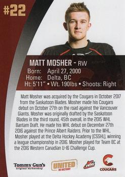 2017-18 Tommy Gun's Prince George Cougars (WHL) #17 Matthew Mosher Back