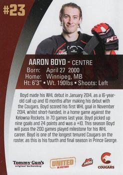 2017-18 Tommy Gun's Prince George Cougars (WHL) #18 Aaron Boyd Back