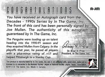 2015-16 In The Game Final Vault - 2013-14 In The Game Decades 1990s - Autographs (Black Vault Stamp) #A-JM Joe Mullen Back