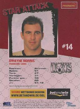 2005-06 Playercards (DEL) - Star Attack #DEL-ST05 Dwayne Norris Back