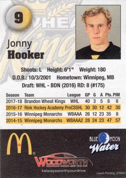2018-19 Brandon Wheat Kings (WHL) #7 Jonny Hooker Back