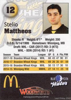 2018-19 Brandon Wheat Kings (WHL) #9 Stelio Mattheos Back