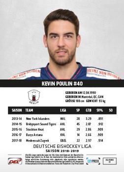 2018-19 Playercards Promos Serie 1 (DEL) #1 Kevin Poulin Back