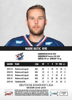 2018-19 Playercards Promos Serie 1 (DEL) #2 Mark Katic Back