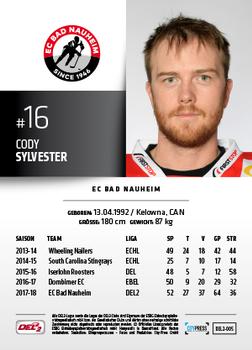 2018-19 Playercards (DEL2) #5 Cody Sylvester Back