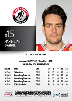 2018-19 Playercards (DEL2) #13 Maximilian Brandl Back