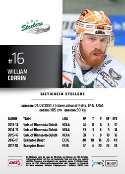 2018-19 Playercards (DEL2) #27 William Corrin Back