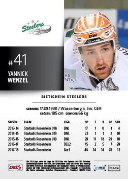 2018-19 Playercards (DEL2) #34 Yannick Wenzel Back