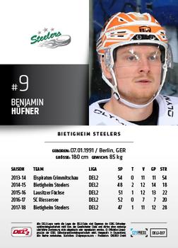 2018-19 Playercards (DEL2) #37 Benjamin Hüfner Back