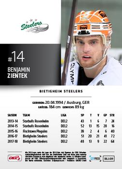 2018-19 Playercards (DEL2) #39 Benjamin Zientek Back