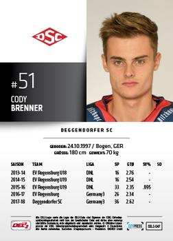 2018-19 Playercards (DEL2) #47 Cody Brenner Back
