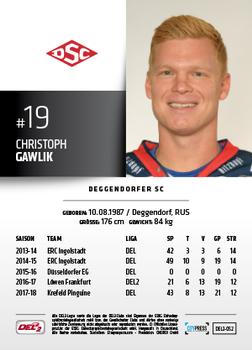 2018-19 Playercards (DEL2) #DEL2-052 Christoph Gawlik Back