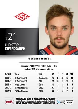 2018-19 Playercards (DEL2) #54 Christoph Kiefersauer Back