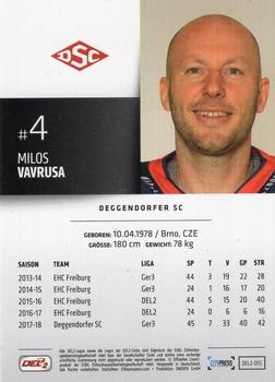 2018-19 Playercards (DEL2) #55 Milos Vavrusa Back