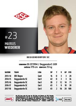 2018-19 Playercards (DEL2) #62 Marius Wiederer Back