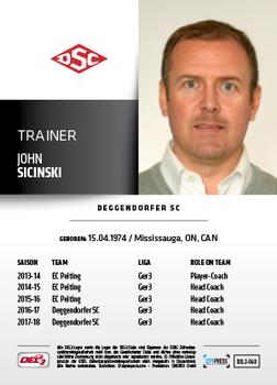 2018-19 Playercards (DEL2) #68 John Sicinski Back