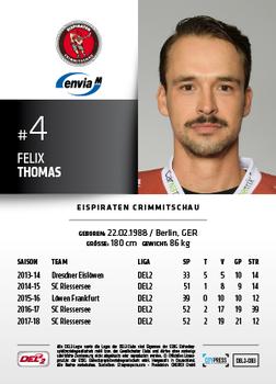 2018-19 Playercards (DEL2) #83 Felix Thomas Back