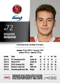 2018-19 Playercards (DEL2) #88 Benjamin Kosianski Back