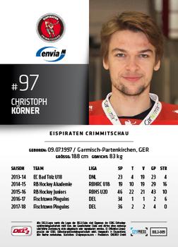 2018-19 Playercards (DEL2) #89 Christoph Körner Back