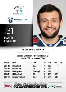 2018-19 Playercards (DEL2) #93 Marco Eisenhut Back