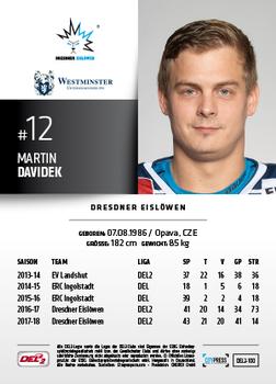 2018-19 Playercards (DEL2) #100 Martin Davidek Back