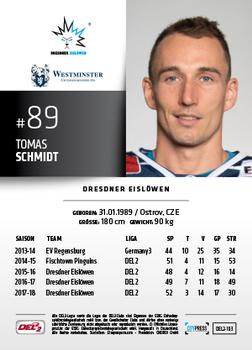 2018-19 Playercards (DEL2) #DEL2-103 Tomas Schmidt Back