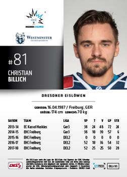 2018-19 Playercards (DEL2) #DEL2-105 Christian Billich Back