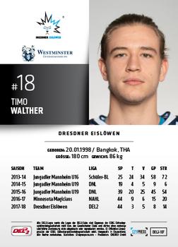 2018-19 Playercards (DEL2) #107 Timo Walther Back