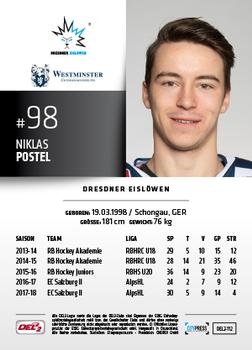 2018-19 Playercards (DEL2) #112 Niklas Postel Back