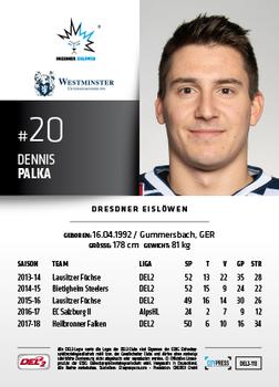 2018-19 Playercards (DEL2) #113 Dennis Palka Back