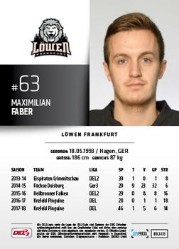 2018-19 Playercards (DEL2) #123 Maximilian Faber Back