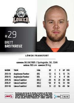 2018-19 Playercards (DEL2) #126 Brett Breitkreuz Back