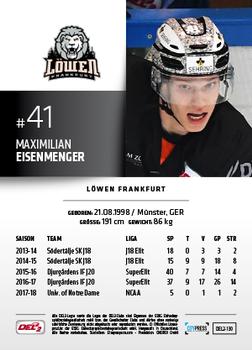 2018-19 Playercards (DEL2) #130 Maximilian Eisenmenger Back