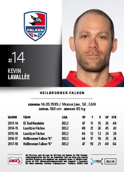 2018-19 Playercards (DEL2) #DEL2-145 Kevin Lavallée Back