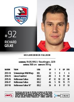 2018-19 Playercards (DEL2) #152 Richard Gelke Back